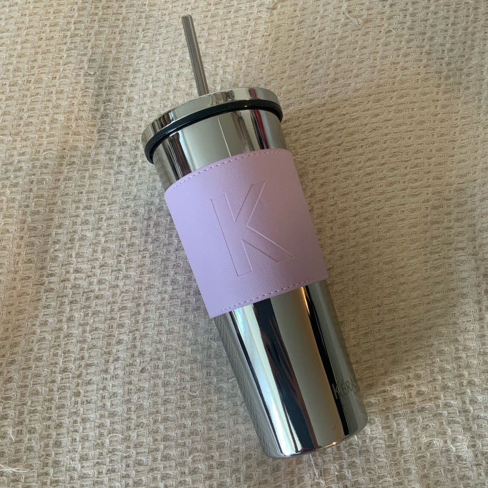 Kerastase Limited Edition Stainless Steel Tumbler Cup Coffee Mug With Straw New